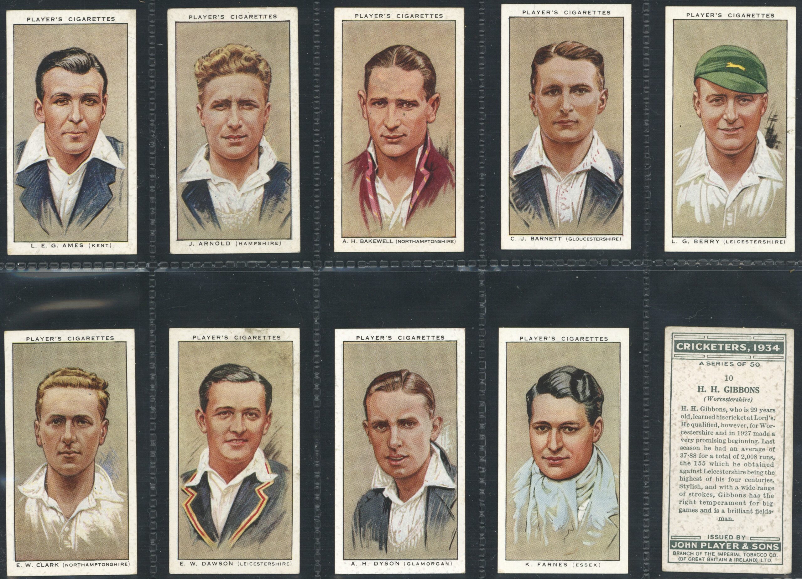Player (John) - 'Cricketers 1934' (1934) - Complete Set (Bradman, Hobbs, Jardine, Darling etc) Player (John) - 'Cricketers 1934' (1934) - Complete Set (Bradman, Hobbs, Jardine, Darling etc)