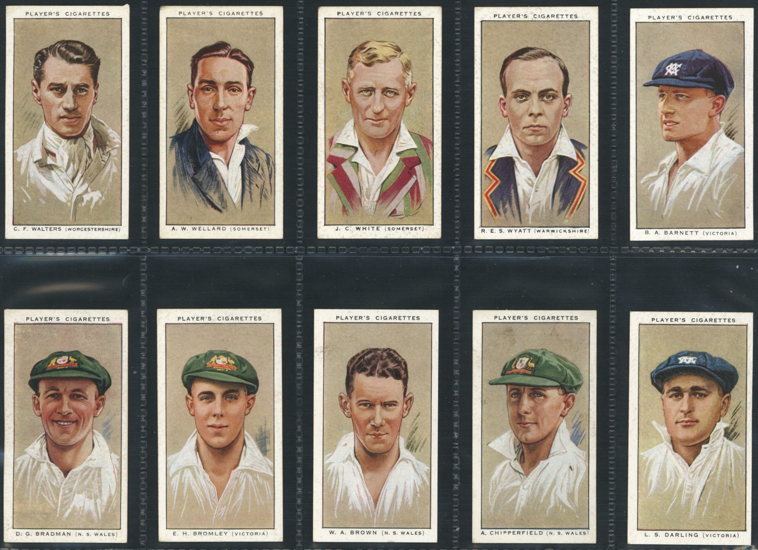 Player (John) - 'Cricketers 1934' (1934) - Complete Set (Bradman, Hobbs, Jardine, Darling etc) Player (John) - 'Cricketers 1934' (1934) - Complete Set (Bradman, Hobbs, Jardine, Darling etc)