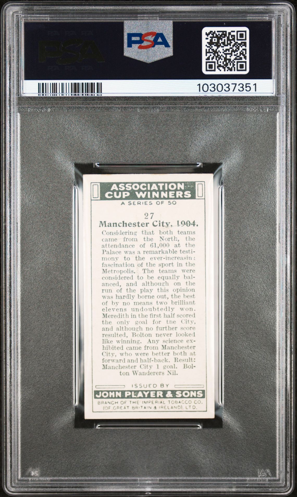 Player (John) - 'Association Cup Winners' (1930) - Man City 1904 **PSA8** Player (John) - 'Association Cup Winners' (1930) - Man City 1904 **PSA8**