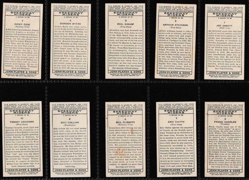 Player (John) - 'Speedway Riders' - (1937) - Complete Set Player (John) - 'Speedway Riders' - (1937) - Complete Set