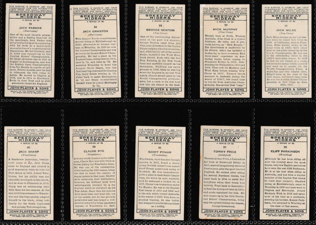 Player (John) - 'Speedway Riders' - (1937) - Complete Set Player (John) - 'Speedway Riders' - (1937) - Complete Set