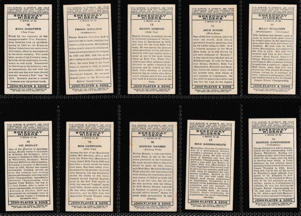 Player (John) - 'Speedway Riders' - (1937) - Complete Set Player (John) - 'Speedway Riders' - (1937) - Complete Set