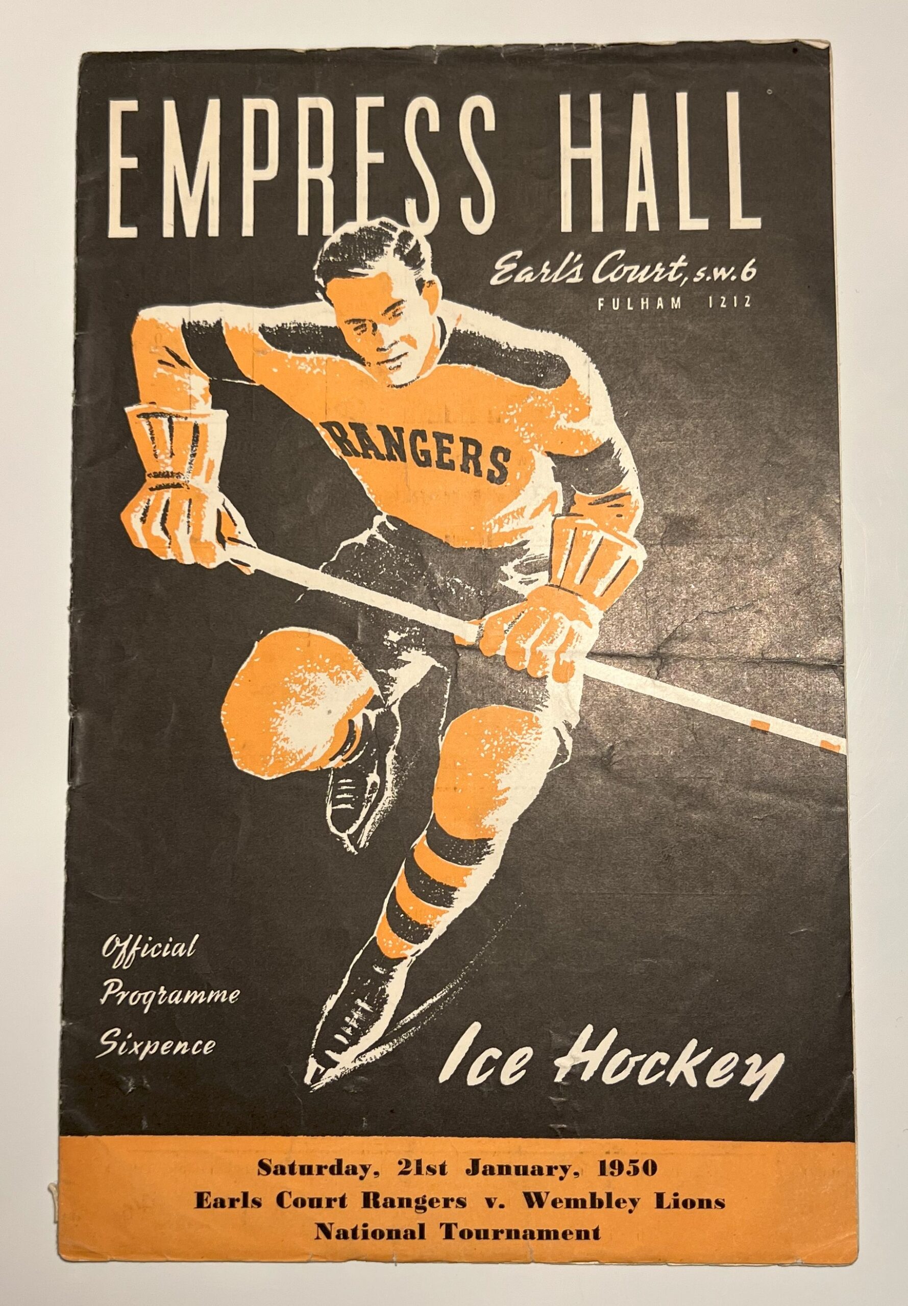 Empress Hall - 'Earls Court Rangers v Wembley Lions' (1950) - British Ice Hockey Programme Empress Hall - 'Earls Court Rangers v Wembley Lions' (1950) - British Ice Hockey Programme