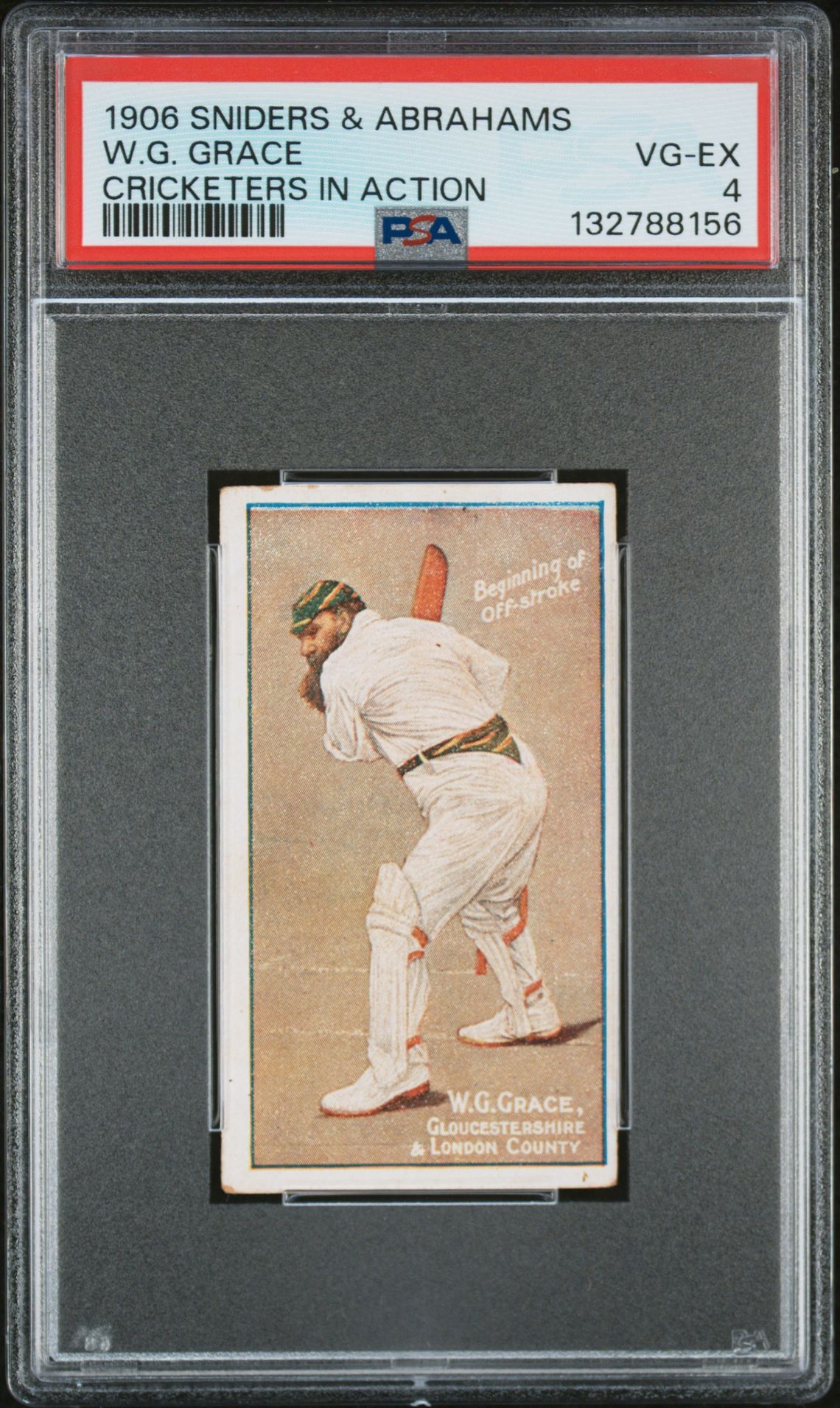 Sniders & Abrahams - 'Cricketers in Action' (c1906) - W.G. Grace (Gloucestershire & London County) **PSA4** Sniders & Abrahams - 'Cricketers in Action' (c1906) - W.G. Grace (Gloucestershire & London County) **PSA4**