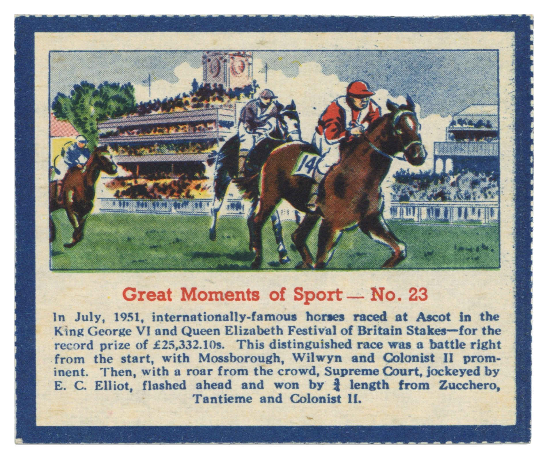 Quaker Oats - 'Great Moments of Sport' (1951) - 1953 F.A. Cup Final - Blackpool v Bolton Wanderers? Quaker Oats - 'Great Moments of Sport' (1951) - 1953 F.A. Cup Final - Blackpool v Bolton Wanderers?