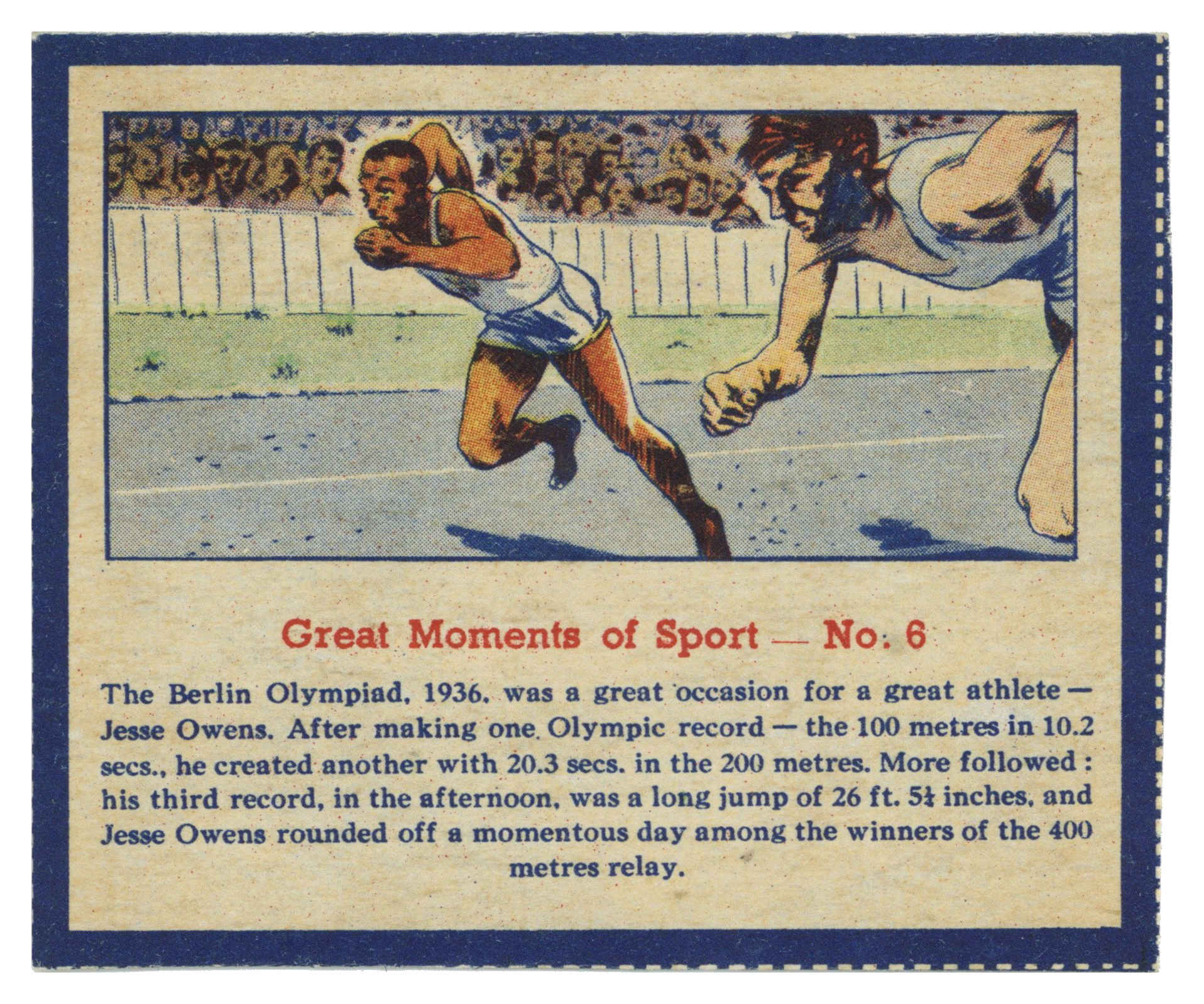 Quaker Oats - 'Great Moments of Sport' (1951) - Jesse Owens (Athletics) Quaker Oats - 'Great Moments of Sport' (1951) - Jesse Owens (Athletics)