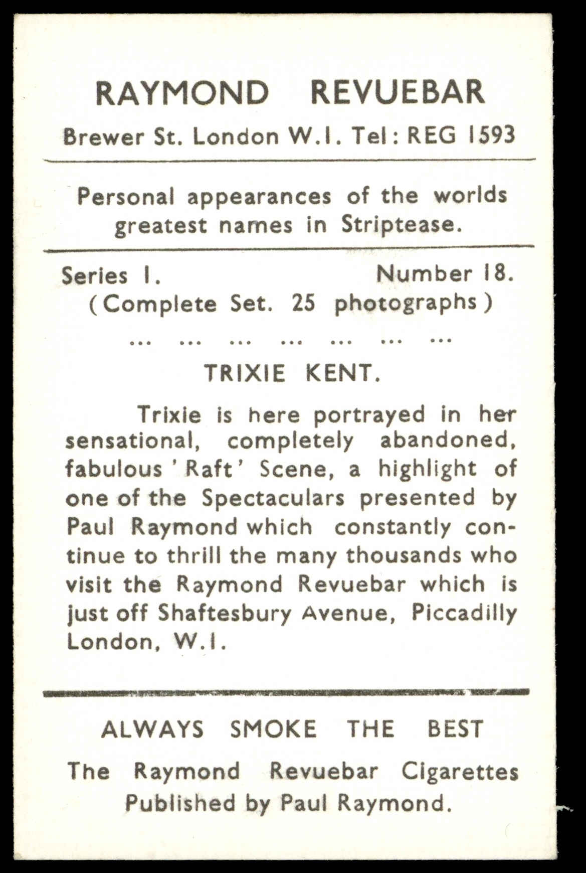 Raymond Revuebar - 'Striptease Artistes' (1960) - #18 - Trixie Kent Raymond Revuebar - 'Striptease Artistes' (1960) - #18 - Trixie Kent