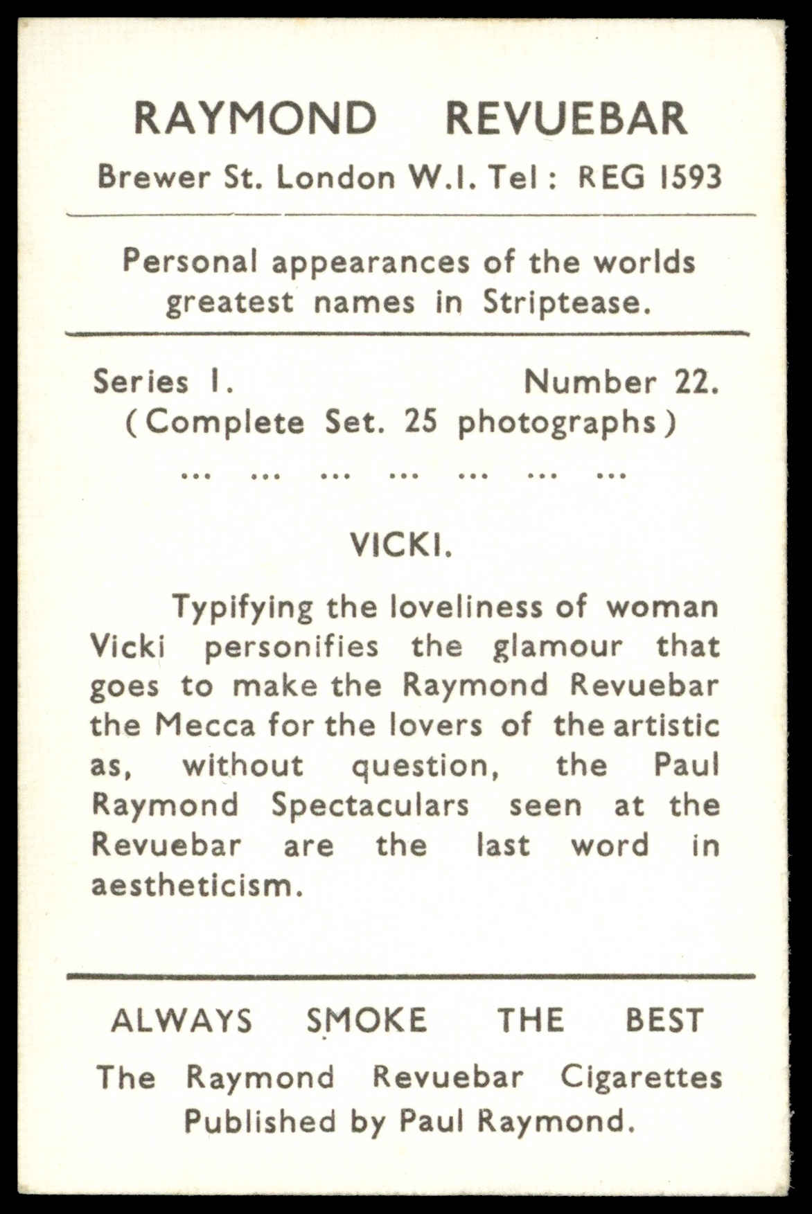 Raymond Revuebar - 'Striptease Artistes' (1960) - #22 - Vicki Raymond Revuebar - 'Striptease Artistes' (1960) - #22 - Vicki