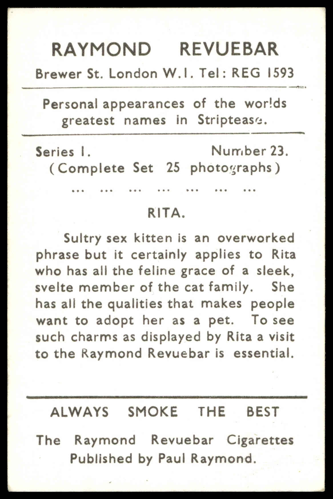 Raymond Revuebar - 'Striptease Artistes' (1960) - #23 - Rita Raymond Revuebar - 'Striptease Artistes' (1960) - #23 - Rita