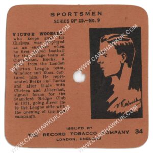 Record Tobacco Co - 'Sportsmen' #34 - Victor Woodley (Chelsea) (1934)