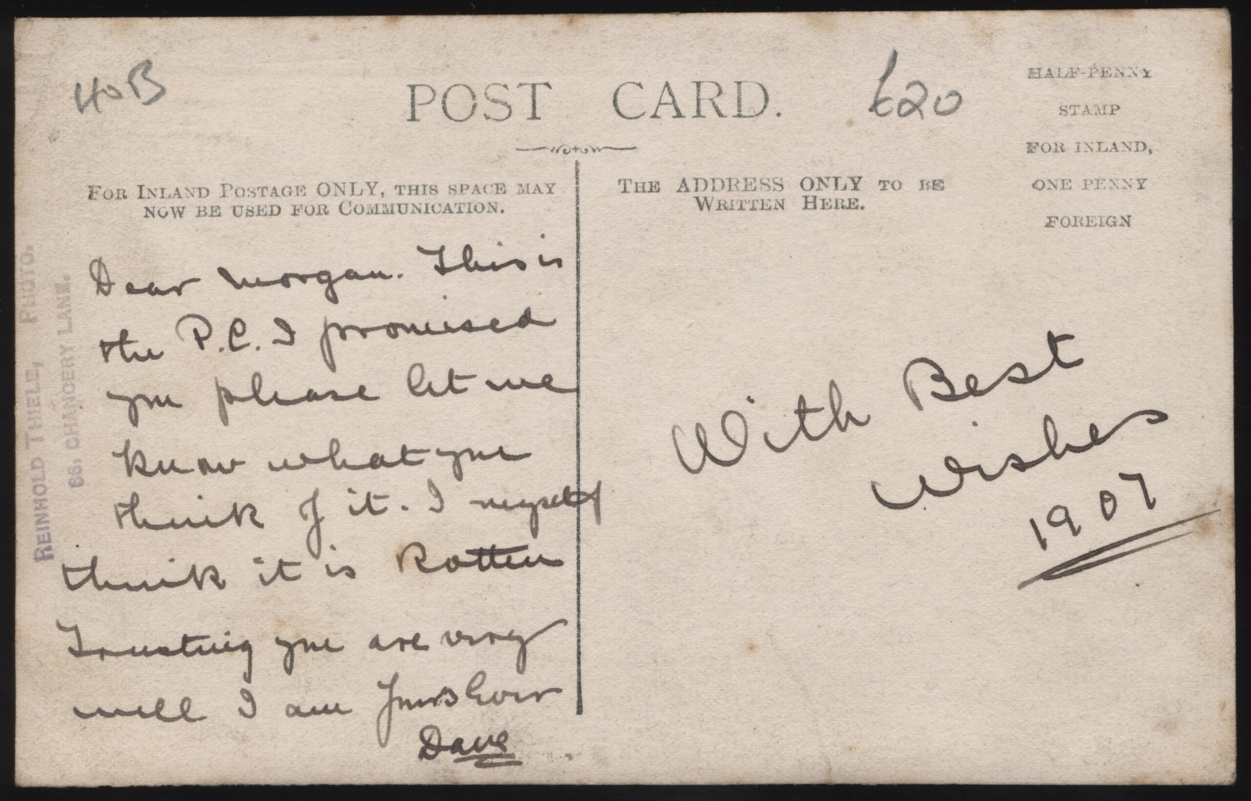 Thiele - 'Holborn Circus RFC' (1907) - Used Postcard Thiele - 'Holborn Circus RFC' (1907) - Used Postcard