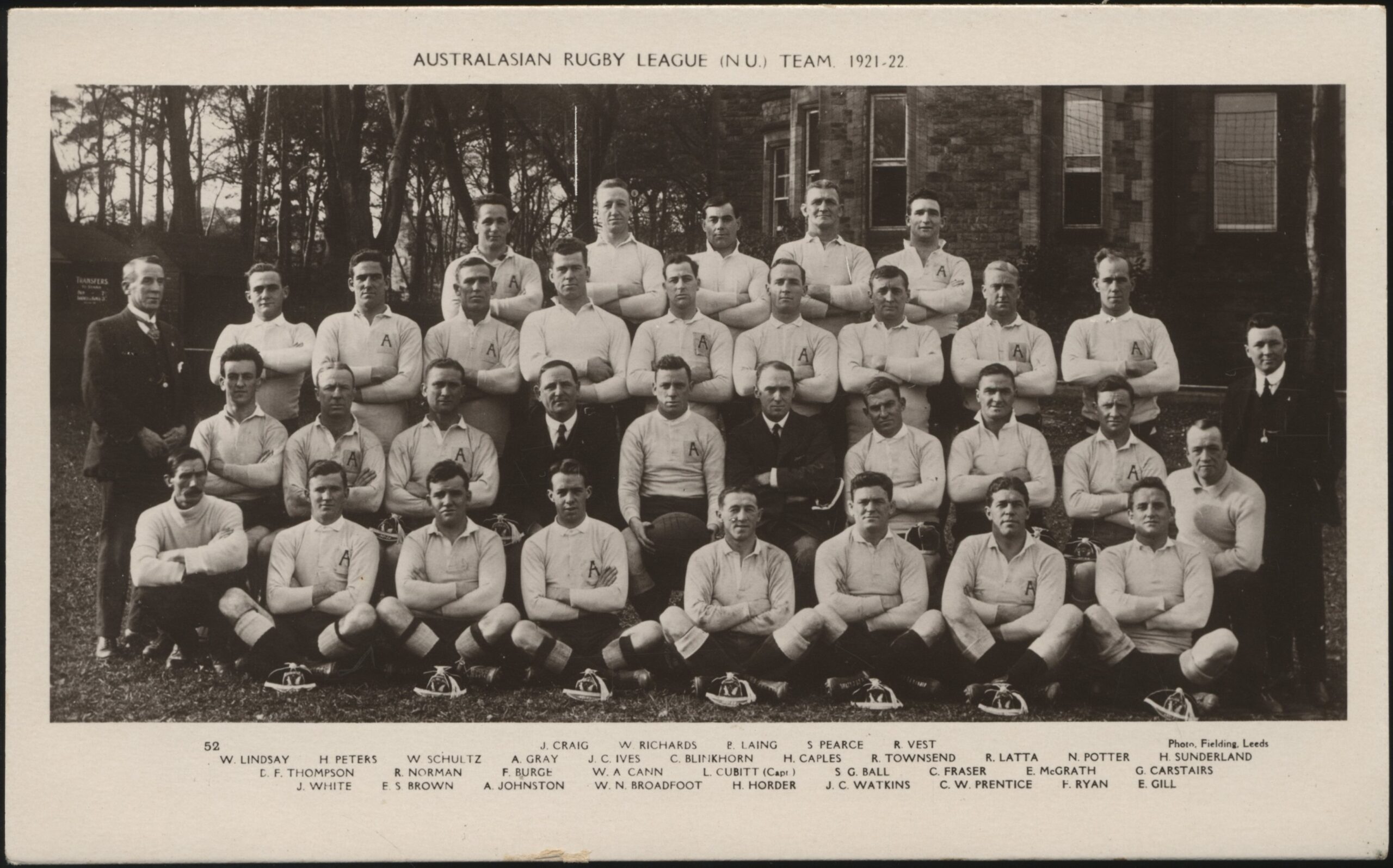 Real Photo - 'Australasian Rugby League Team 1921-22 ft S.G. Ball' (1921) - Unused Postcard Real Photo - 'Australasian Rugby League Team 1921-22 ft S.G. Ball' (1921) - Unused Postcard
