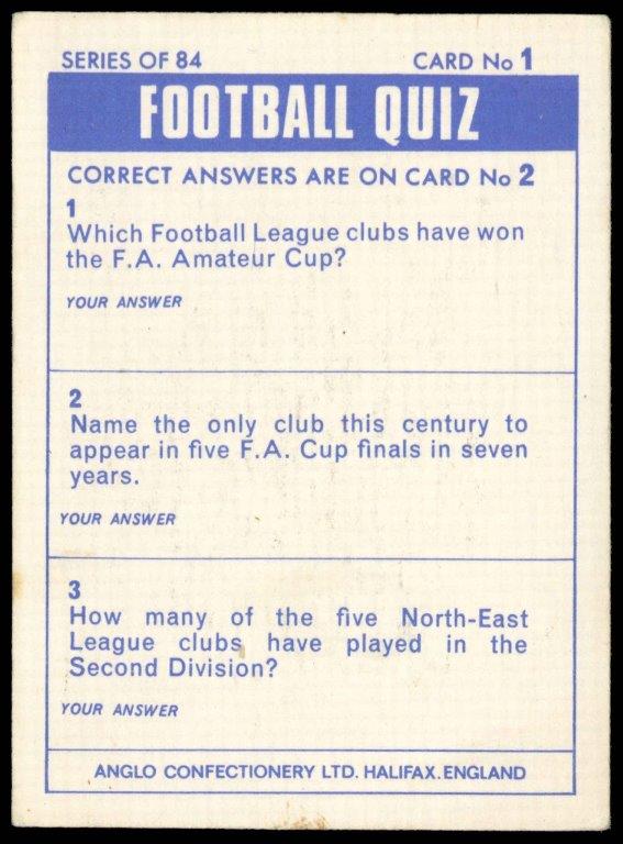 Anglo Confectionery - 'Football Quiz' (1969) - Joe Royle (Everton) Anglo Confectionery - 'Football Quiz' (1969) - Joe Royle (Everton)