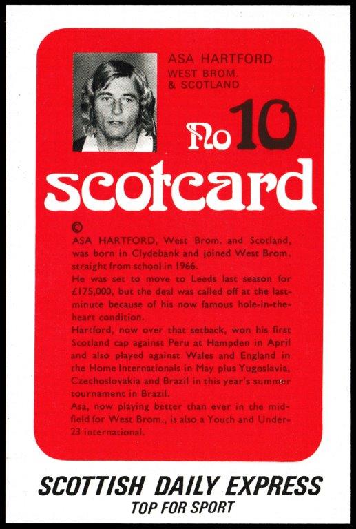 Scottish Daily Express - 'ScotCard - Asa Hartford (West Brom) Scottish Daily Express - 'ScotCard - Asa Hartford (West Brom)