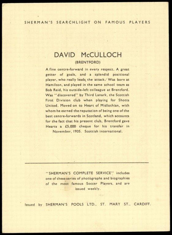 Sherman's Pools - 'Searchlight on Famous Players' (1937) - David McCullouch (Brentford) Sherman's Pools - 'Searchlight on Famous Players' (1937) - David McCullouch (Brentford)
