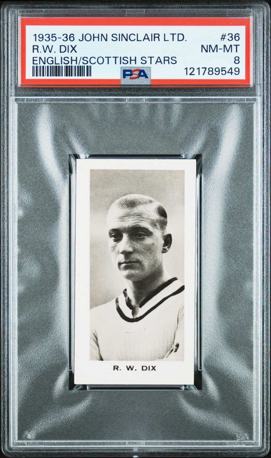 Sinclair - 'English & Scottish Football Stars' (1935) - R.W. Dix (Aston Villa) **PSA8** Sinclair - 'English & Scottish Football Stars' (1935) - R.W. Dix (Aston Villa) **PSA8**