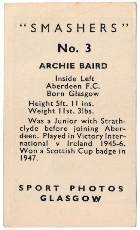 M.M. Frame – ‘Smashers’ (1950) – Archie Baird (Aberdeen) – CardHawk