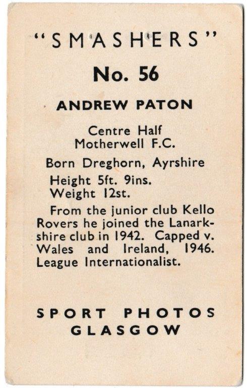 M.M. Frame - 'Smashers' (1950) - Andrew Paton (Motherwell) M.M. Frame - 'Smashers' (1950) - Andrew Paton (Motherwell)