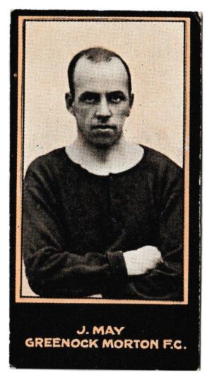 Smith's - 'Footballers (1914 DBB)' - Card #57 - J. May (Greenock Morton) Smith's - 'Footballers (1914 DBB)' - Card #57 - J. May (Greenock Morton)