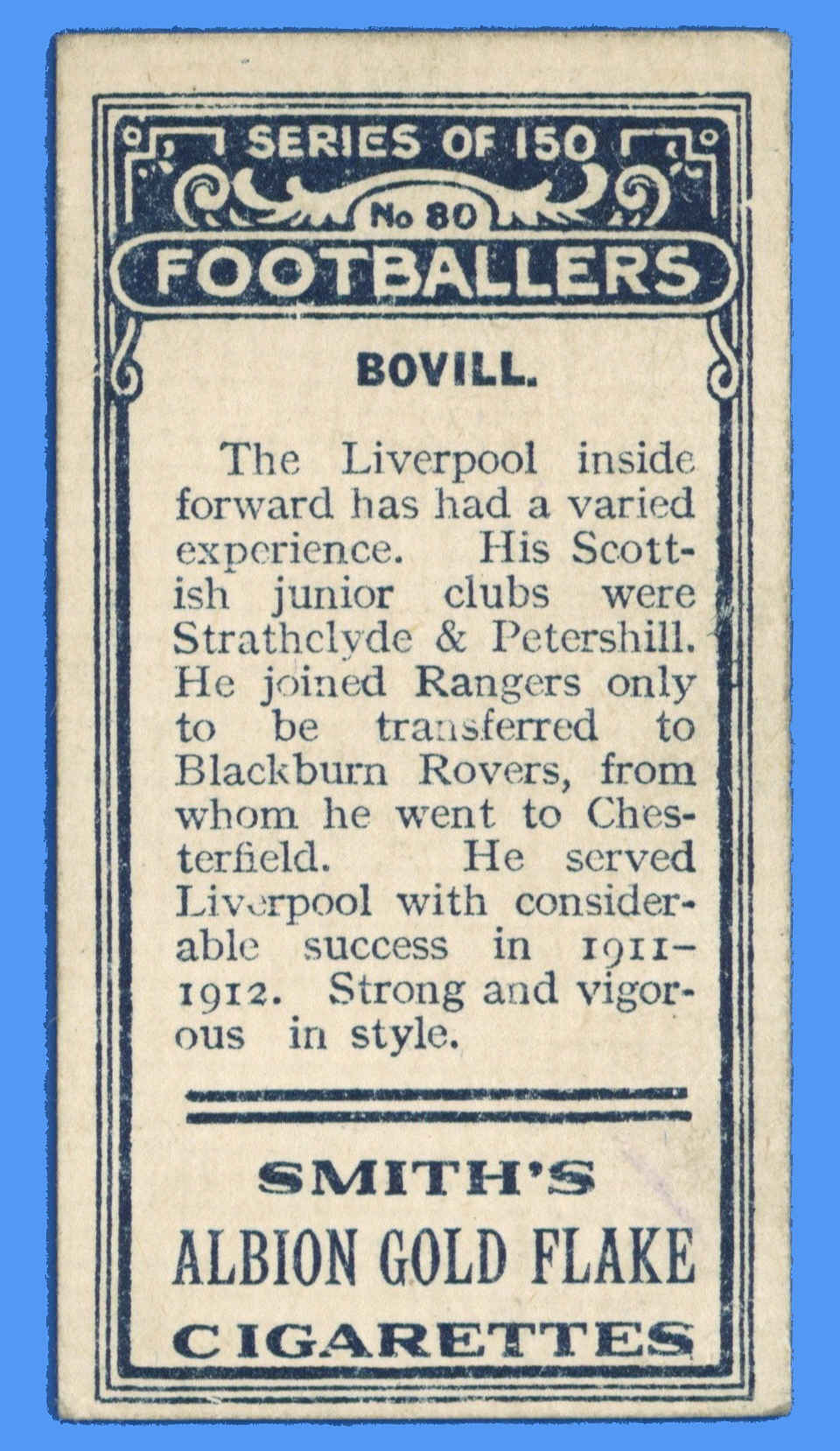 Smith's - 'Footballers' (1914) - H. Bovill (Liverpool) Smith's - 'Footballers' (1914) - H. Bovill (Liverpool)