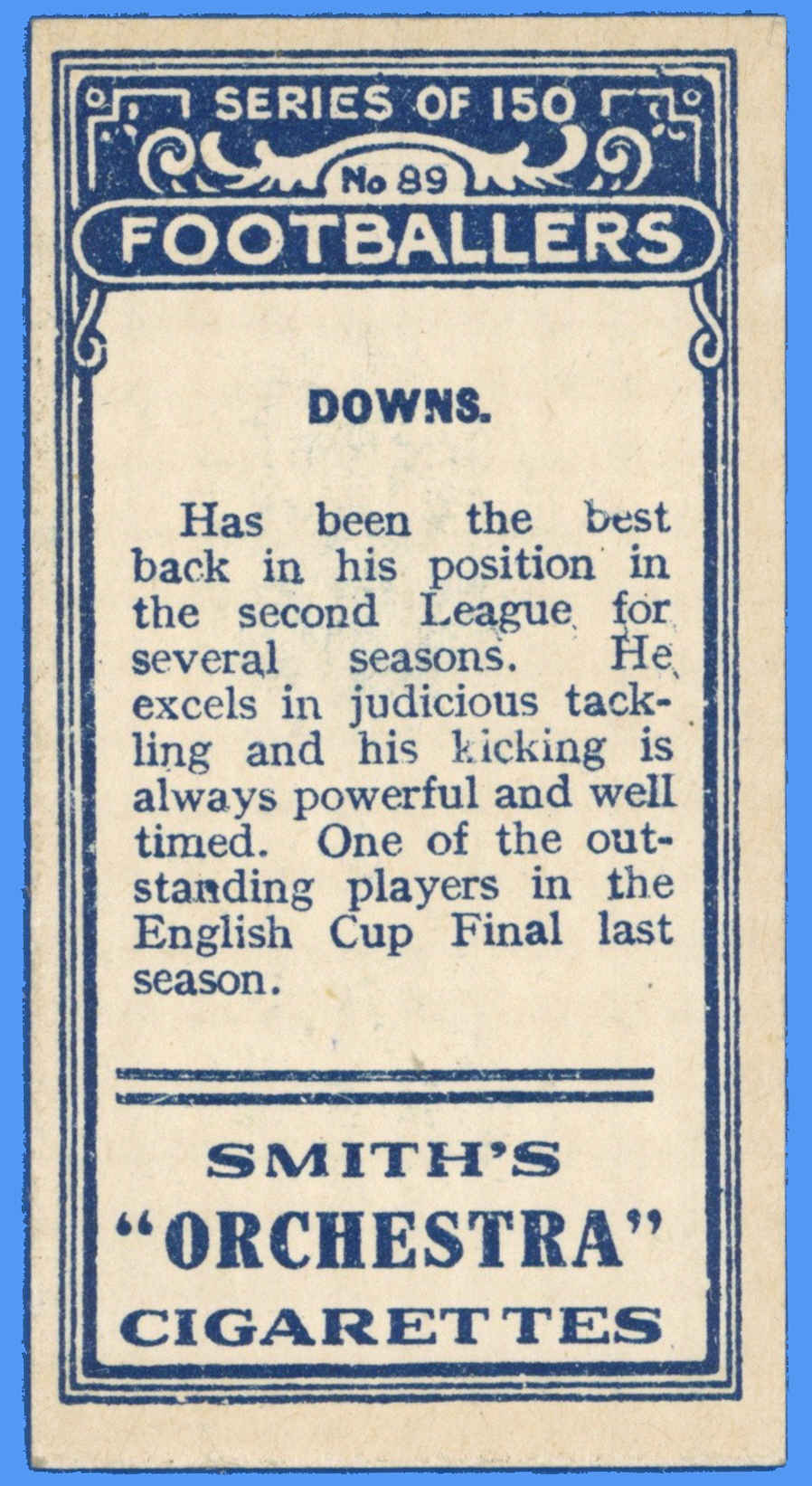 Smith's - 'Footballers' (1914) - R. Downs (Barnsley) Smith's - 'Footballers' (1914) - R. Downs (Barnsley)