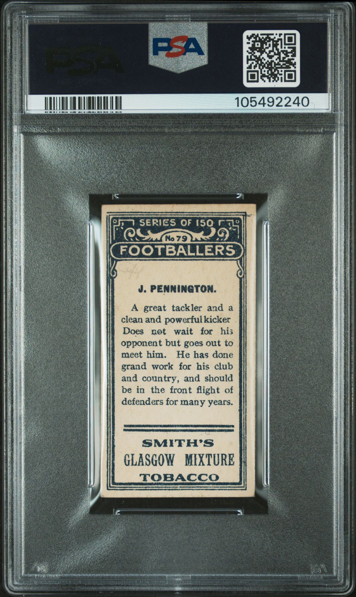 Smith's - 'Footballers' (1914) - J. Pennington (West Bromwich Albion) **PSA4** Smith's - 'Footballers' (1914) - J. Pennington (West Bromwich Albion) **PSA4**