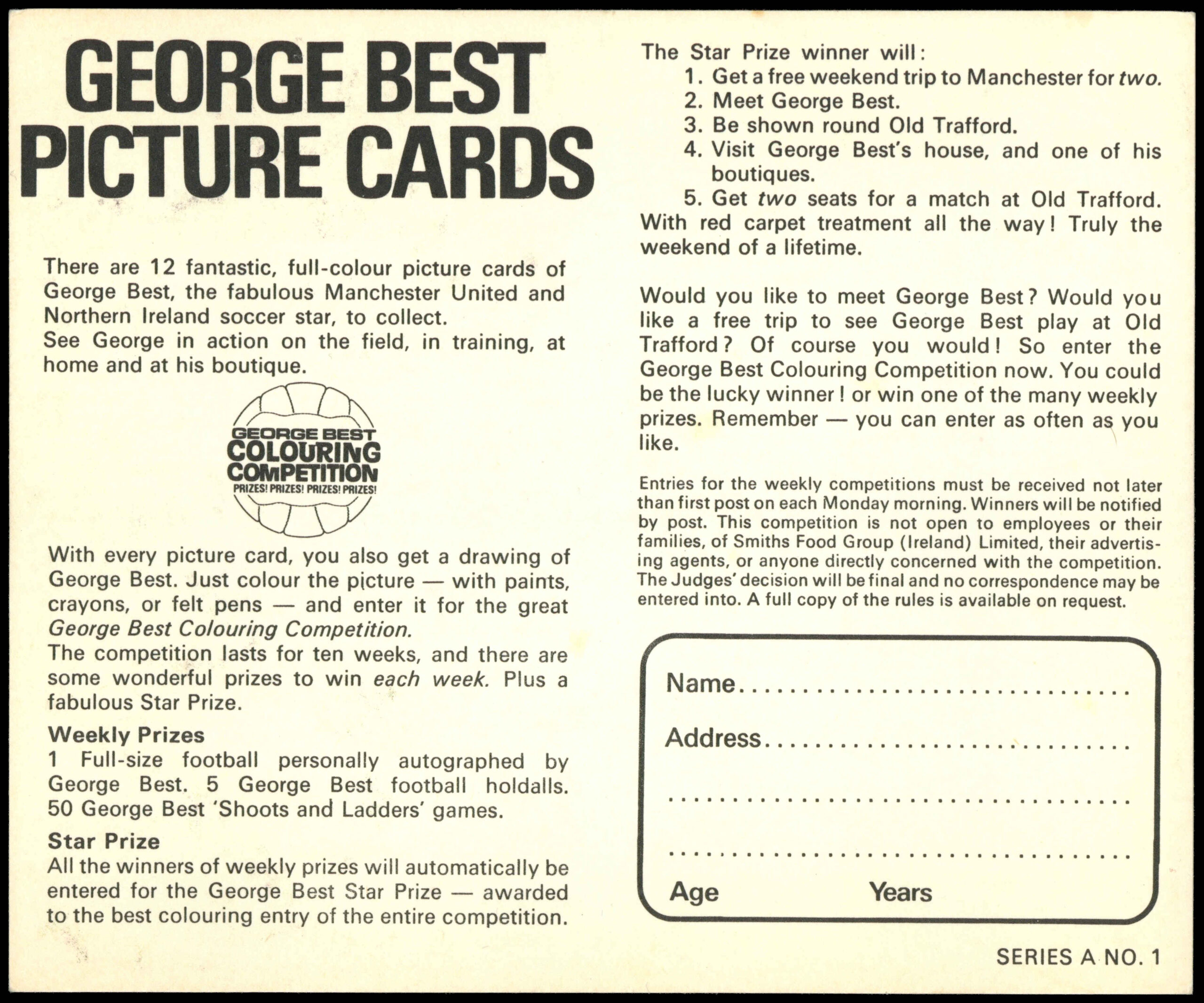 Smiths Food - 'George Best Picture Cards' (1971) - #1 Smiths Food - 'George Best Picture Cards' (1971) - #1