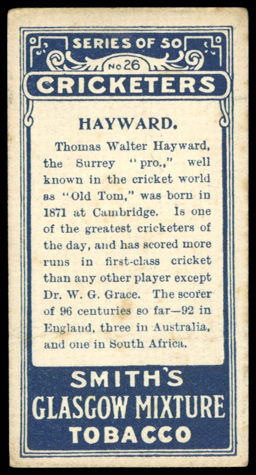 Smith's - 'Cricketers' - Hayward (Surrey) (1912) Smith's - 'Cricketers' - Hayward (Surrey) (1912)