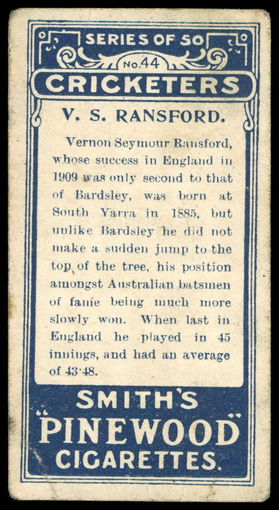 Smith's - 'Cricketers' (1912) - V. Ransford Smith's - 'Cricketers' (1912) - V. Ransford