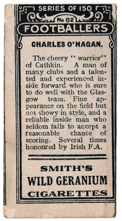 Smith's - 'Footballers (Yellow Frame/Deep Blue)' (c1914) - C. O'Hagan (Third Lanark) Smith's - 'Footballers (Yellow Frame/Deep Blue)' (c1914) - C. O'Hagan (Third Lanark)