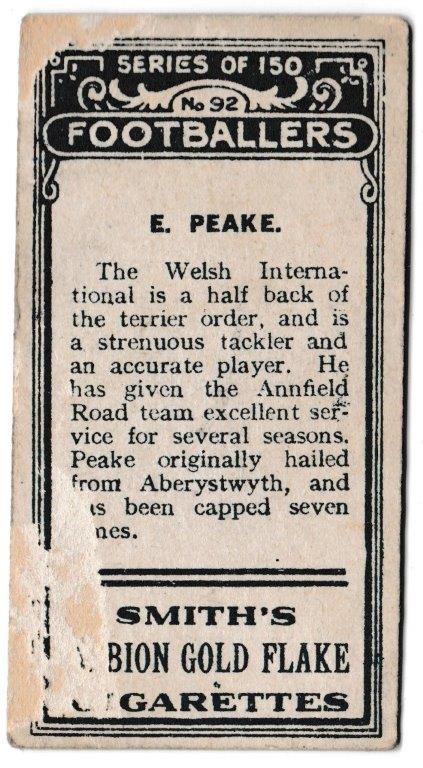 Smith's - 'Footballers (Yellow Frame/Deep Blue)' (c1914) - E. Peake (Liverpool) Smith's - 'Footballers (Yellow Frame/Deep Blue)' (c1914) - E. Peake (Liverpool)