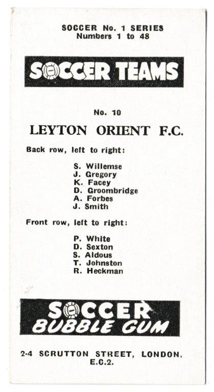 Chix - 'Soccer Teams' (1957) - Leyton Orient F.C. Chix - 'Soccer Teams' (1957) - Leyton Orient F.C.