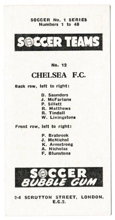 Chix - 'Soccer Teams' (1957) - Chelsea F.C. Chix - 'Soccer Teams' (1957) - Chelsea F.C.