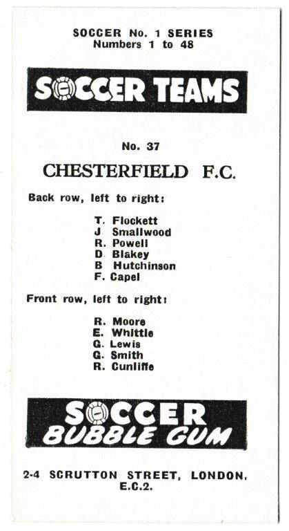 Chix - 'Soccer Teams' (1957) - Chesterfield F.C. Chix - 'Soccer Teams' (1957) - Chesterfield F.C.