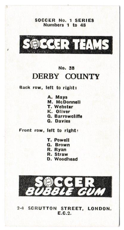 Chix - 'Soccer Teams' (1957) - Derby County Chix - 'Soccer Teams' (1957) - Derby County