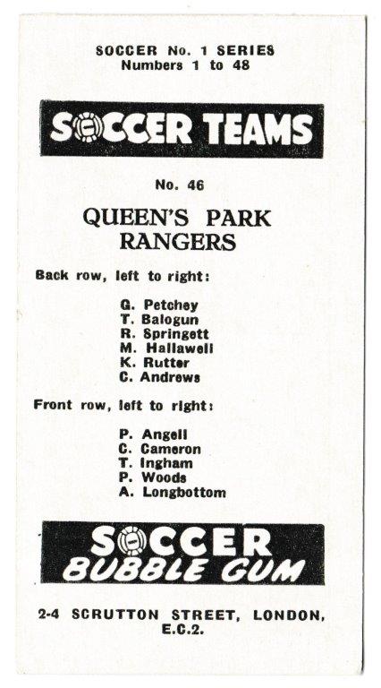 Chix - 'Soccer Teams' (1957) - Queen's Park Rangers Chix - 'Soccer Teams' (1957) - Queen's Park Rangers