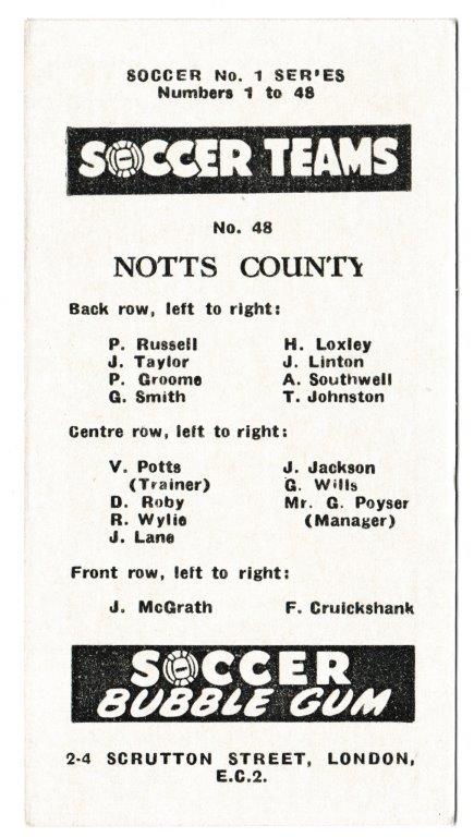 Chix - 'Soccer Teams' (1957) - Notts County Chix - 'Soccer Teams' (1957) - Notts County