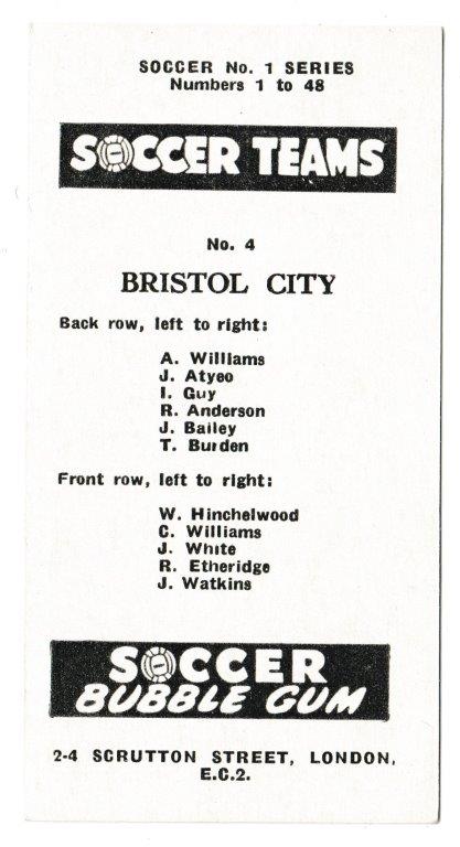 Chix - 'Soccer Teams' (1957) - Bristol City Chix - 'Soccer Teams' (1957) - Bristol City