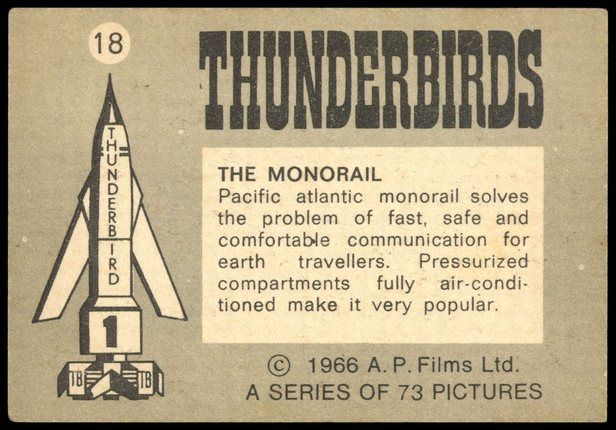 Somportex - 'Thunderbirds (No Somportex)' (1966) - #18 - The Monorail Somportex - 'Thunderbirds (No Somportex)' (1966) - #18 - The Monorail
