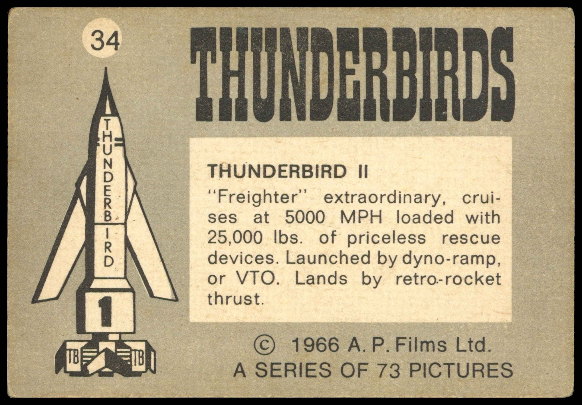 Somportex - 'Thunderbirds (No Somportex)' (1966) - #34 - Thunderbird II Somportex - 'Thunderbirds (No Somportex)' (1966) - #34 - Thunderbird II