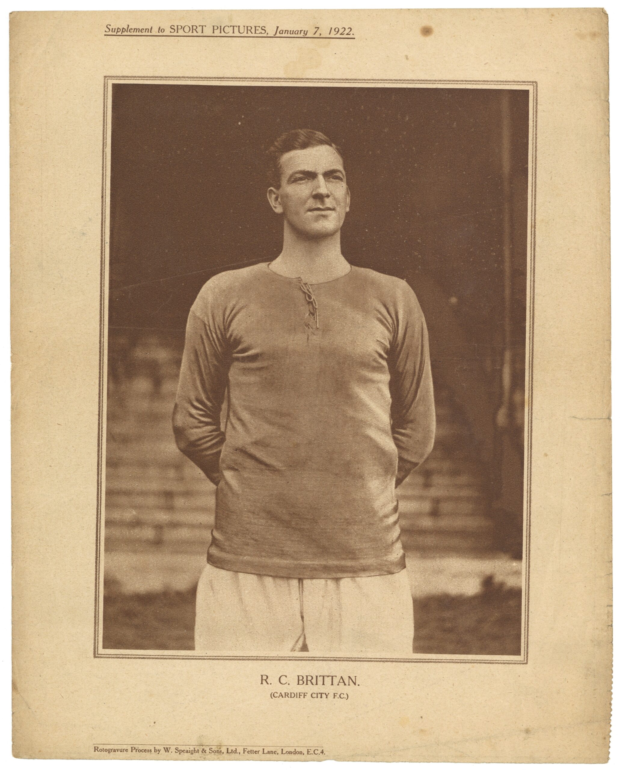 Sport Pictures - 'Supplement (Dated)' (1922) - R.C. Brittan (Cardiff City) Sport Pictures - 'Supplement (Dated)' (1922) - R.C. Brittan (Cardiff City)