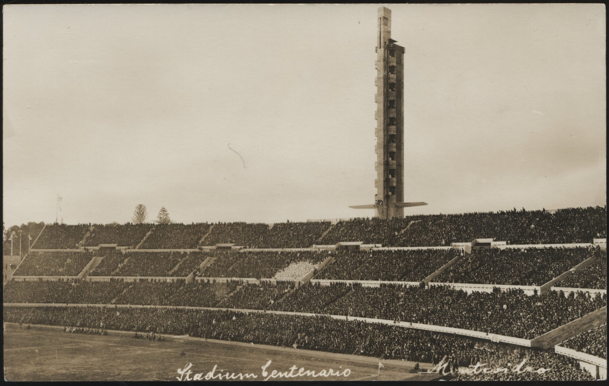 Real Photo - 'Montevideo Centernario Football Stadium 2 Card Set' (c1930's) - Used Postcard Real Photo - 'Montevideo Centernario Football Stadium 2 Card Set' (c1930's) - Used Postcard