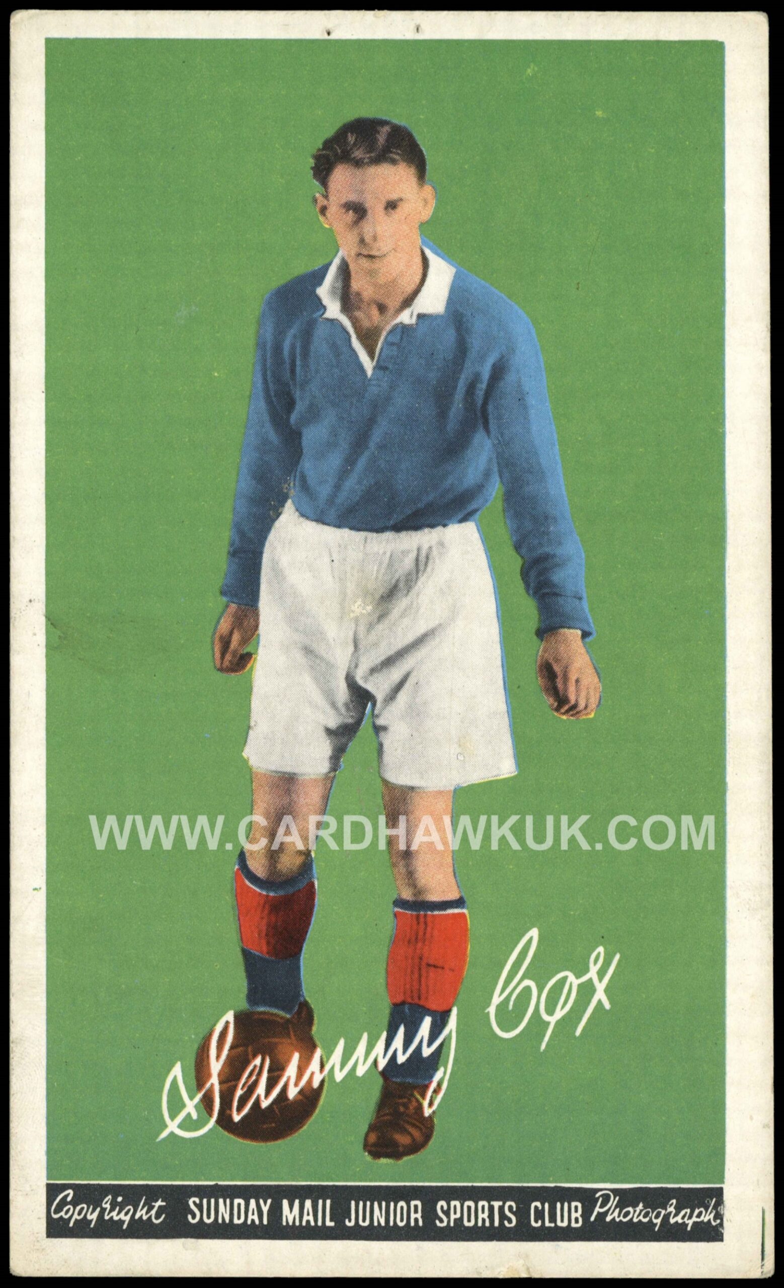 Sunday Mail - 'Scottish Footballers' (1950) - Sammy Cox (Rangers) Sunday Mail - 'Scottish Footballers' (1950) - Sammy Cox (Rangers)
