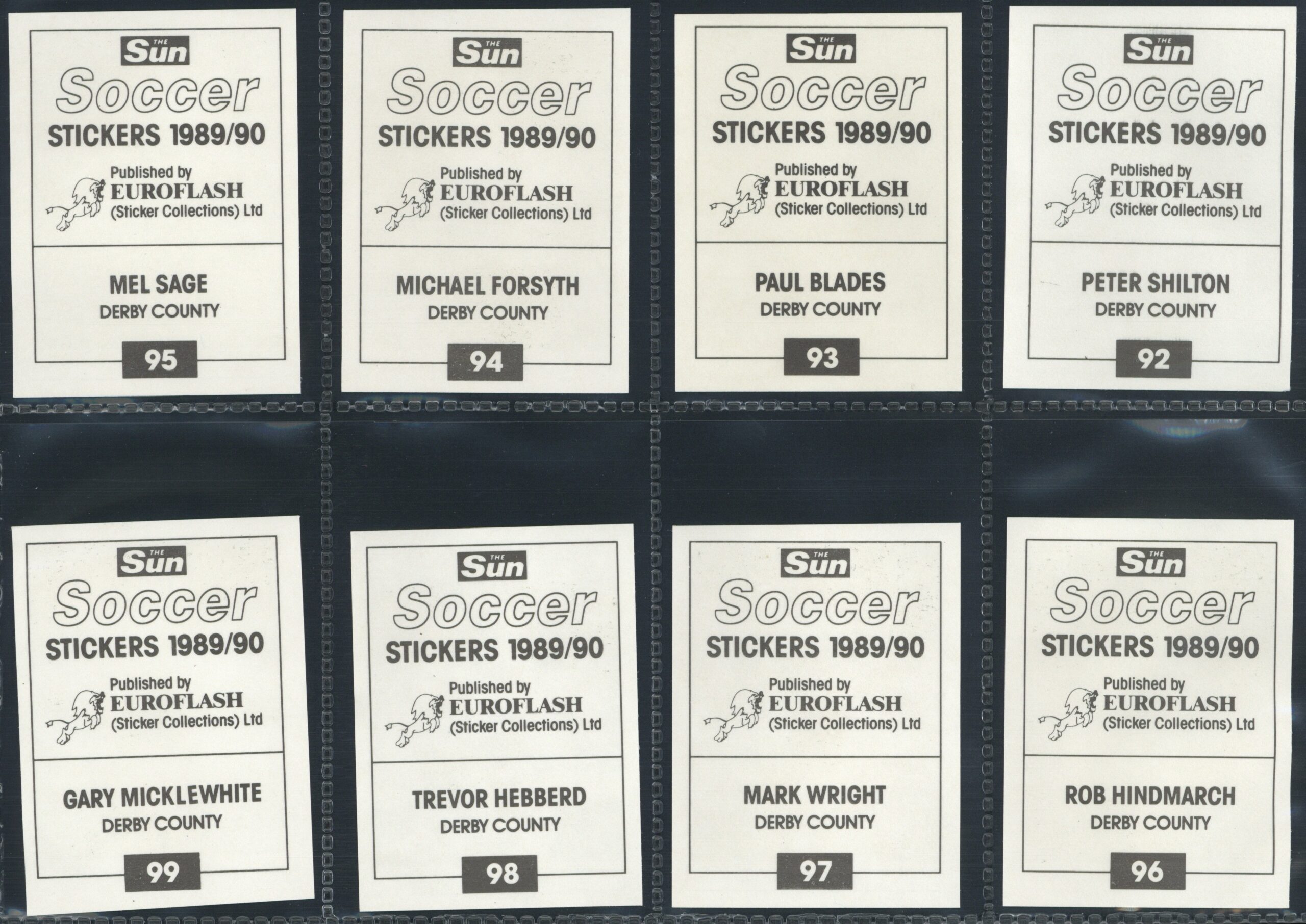 The Sun - 'Soccer Stickers 1989/90' (1989) - Derby County Team Set The Sun - 'Soccer Stickers 1989/90' (1989) - Derby County Team Set