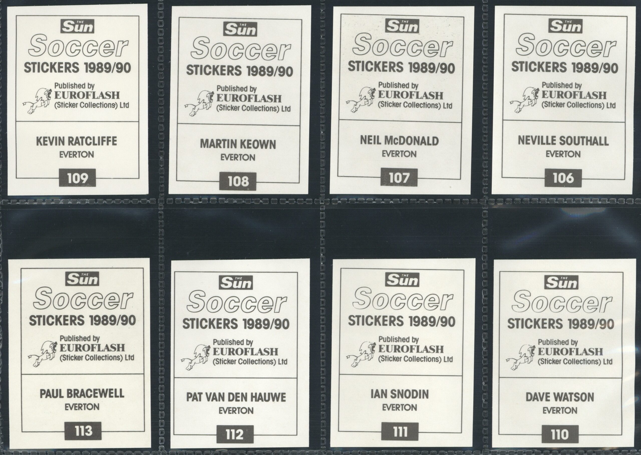 The Sun - 'Soccer Stickers 1989/90' (1989) - Everton Team Set The Sun - 'Soccer Stickers 1989/90' (1989) - Everton Team Set