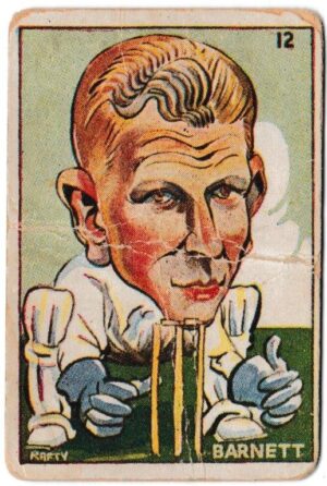 Sweetacres - 'Cricketers (Caricatures)' (1938) - Card #12 - B.A. Barnett (Victoria) Sweetacres - 'Cricketers (Caricatures)' (1938) - Card #12 - B.A. Barnett (Victoria)