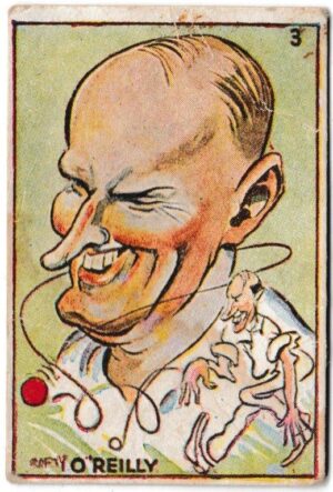 Sweetacres - 'Cricketers (Caricatures)' (1938) - Card #3 - W.J. O'Reilly (New South Wales) Sweetacres - 'Cricketers (Caricatures)' (1938) - Card #3 - W.J. O'Reilly (New South Wales)
