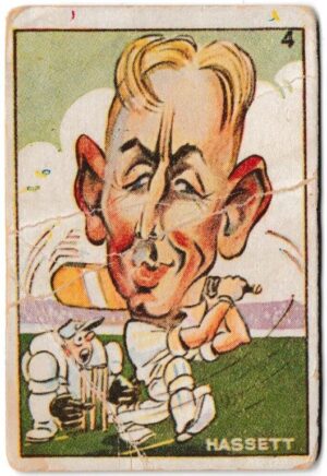 Sweetacres - 'Cricketers (Caricatures)' (1938) - Card #4 - A.L. Hassett (Victoria) Sweetacres - 'Cricketers (Caricatures)' (1938) - Card #4 - A.L. Hassett (Victoria)