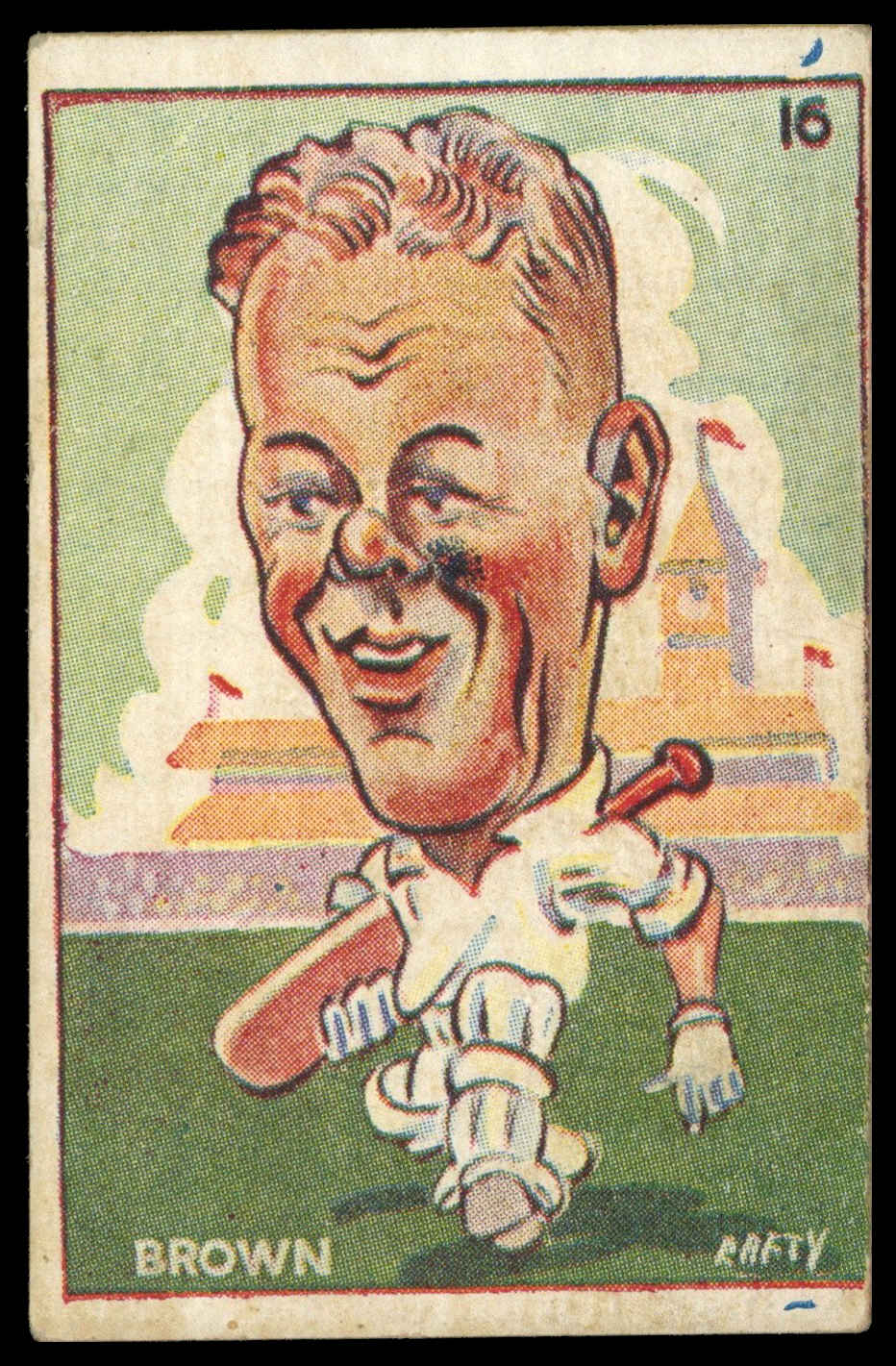 Sweetacres - 'Cricketers (Caricatures)' (1938) - #16 - W.A. Brown (Queensland) Sweetacres - 'Cricketers (Caricatures)' (1938) - #16 - W.A. Brown (Queensland)