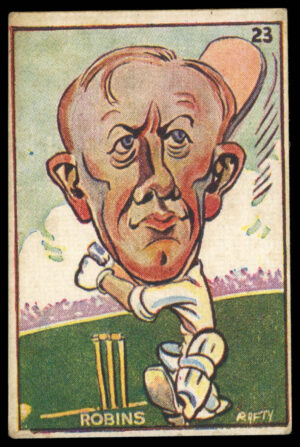 Sweetacres - 'Cricketers (Caricatures)' (1938) - #23 - R.W.V. Robins (England)